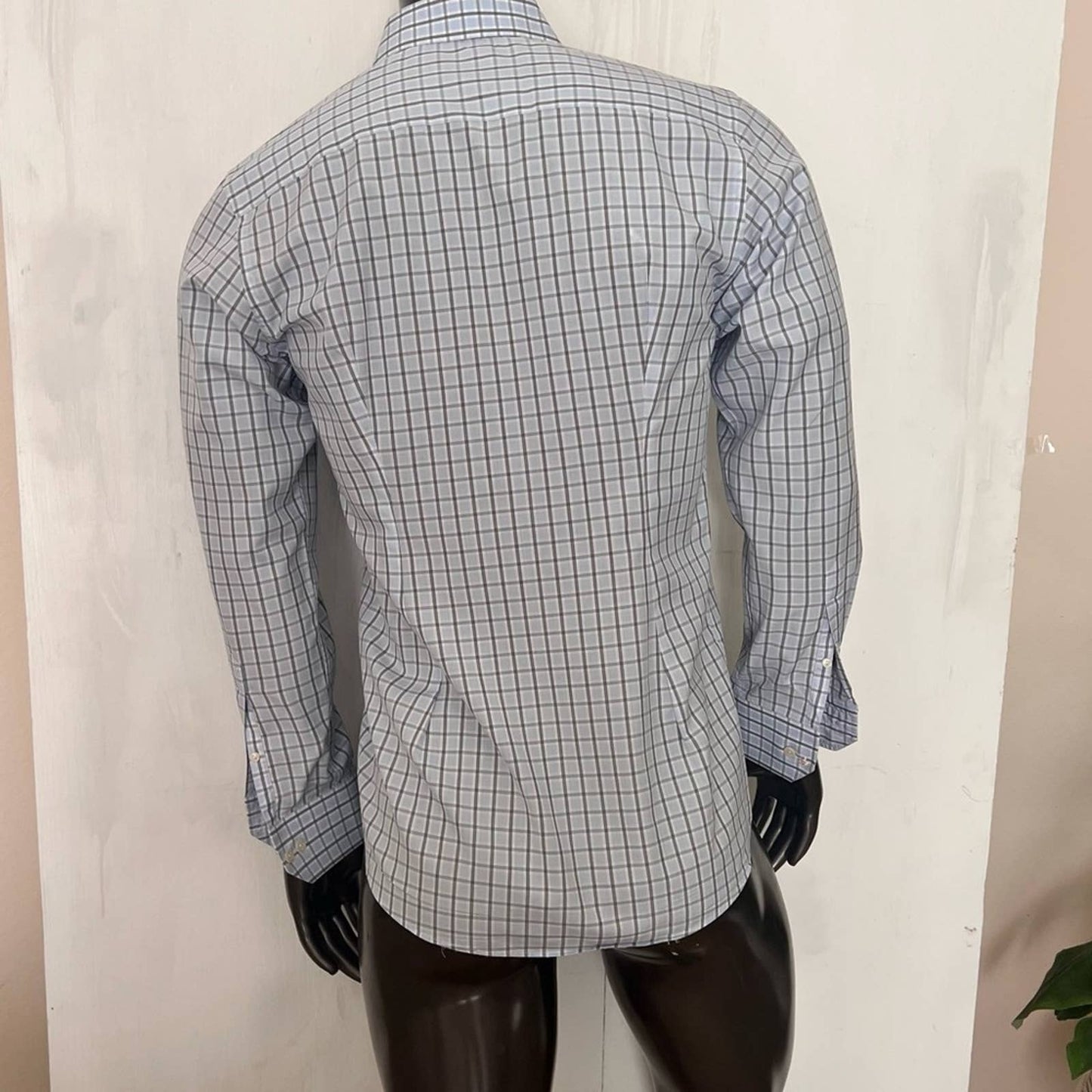 ETON Mens Blue & Black Plaid Button Down Shirt 15 1/2