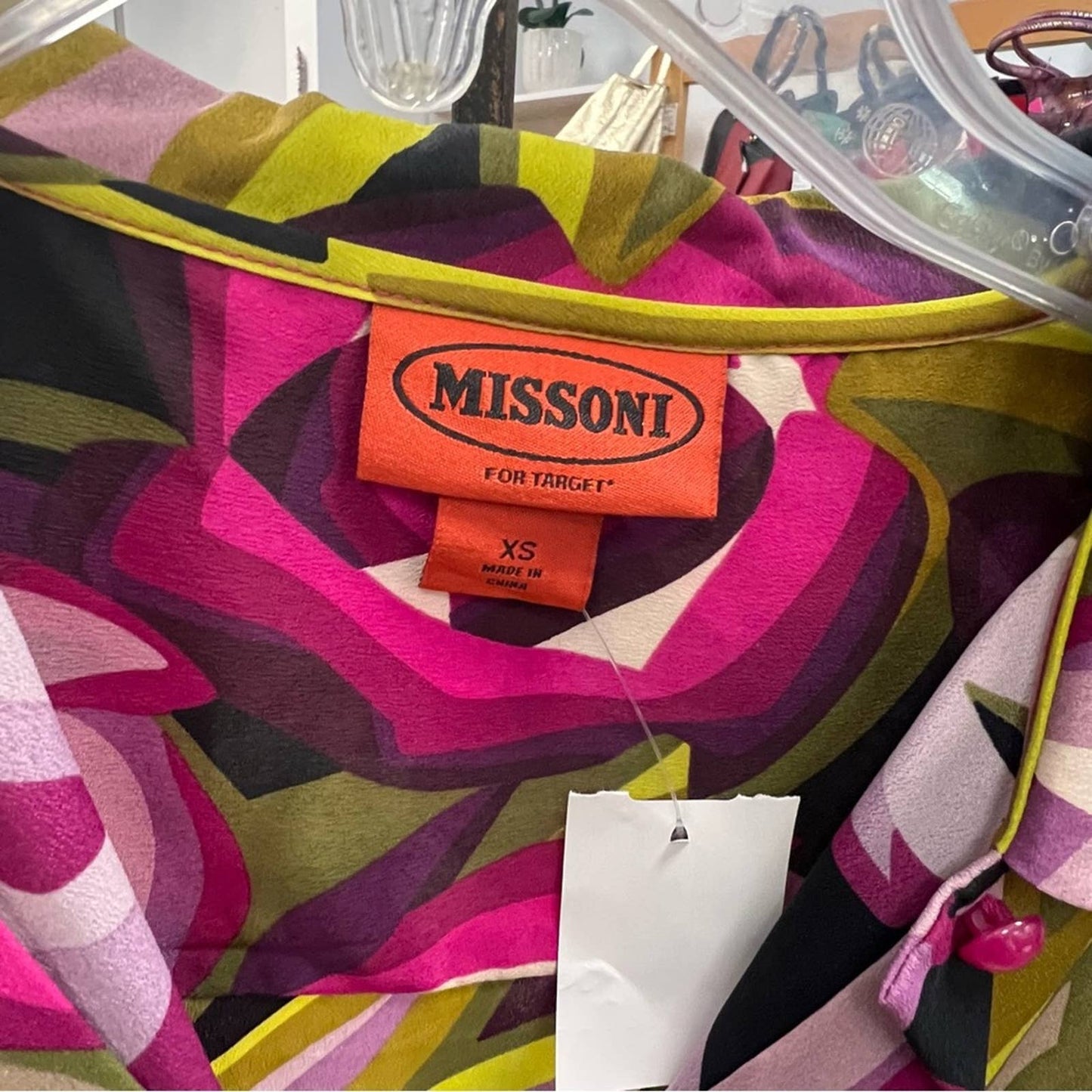 Missoni Pink Multi Print Button Down Blouse XS