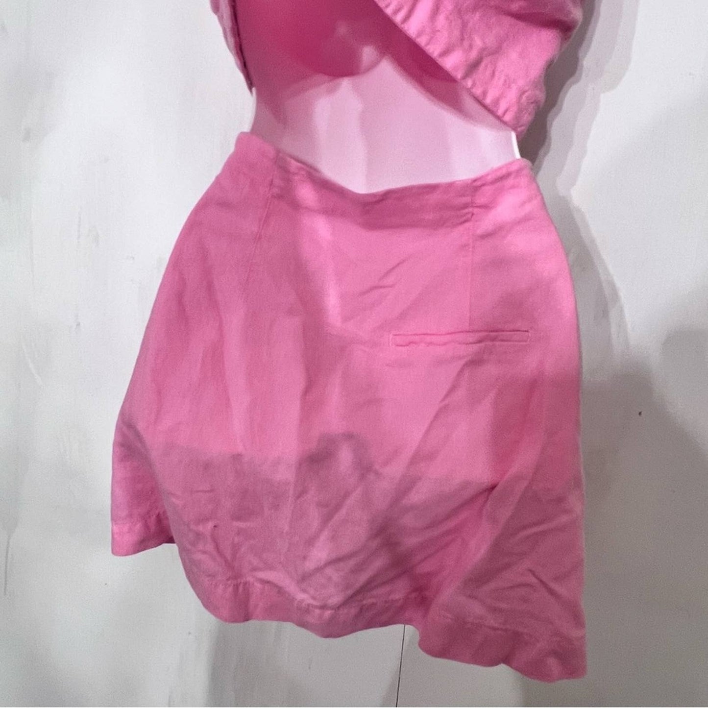 Zara Pink  Crop Open Back Linen Blend Dress XS