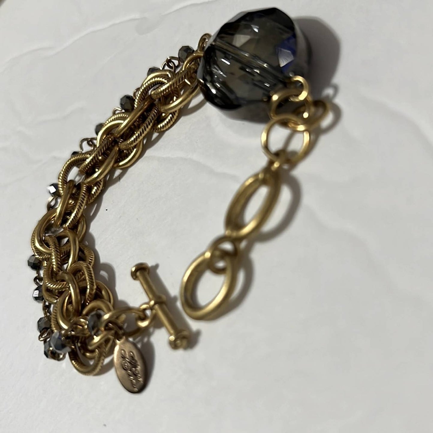 Marie Katherine Brush Gold Tone Chain | Beaded Bracelet