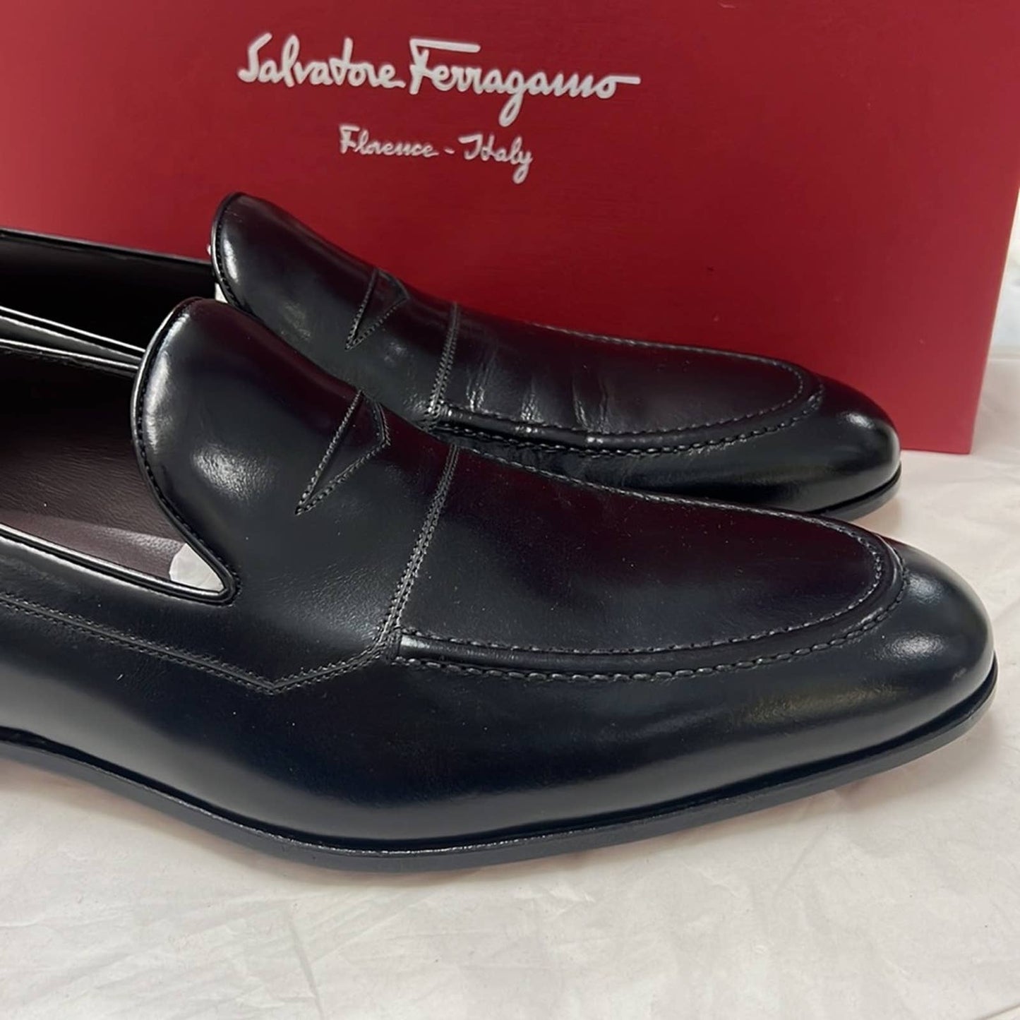 MENS Salvatore Ferragamo FLINT Black Nero Calf Leather 10D