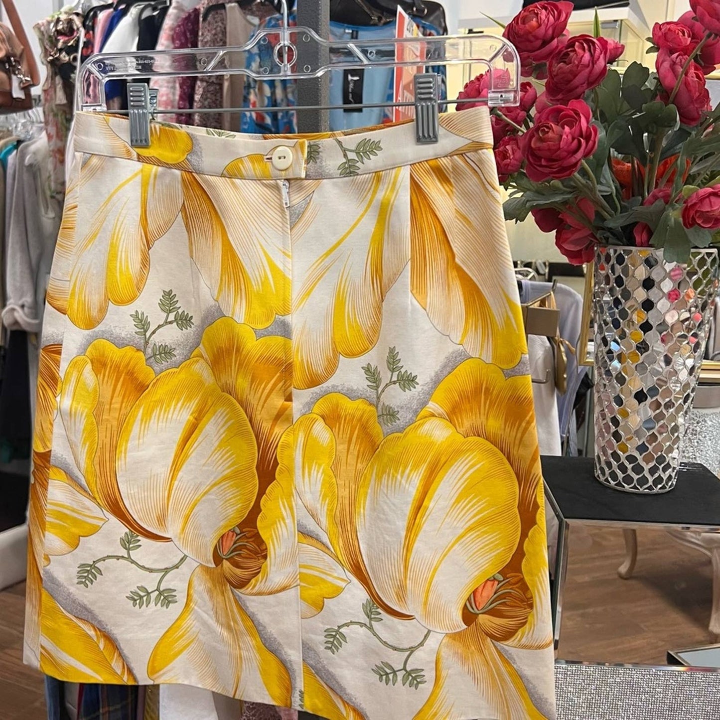 Salvatore Ferragamo Yellow Floral Skirt 42