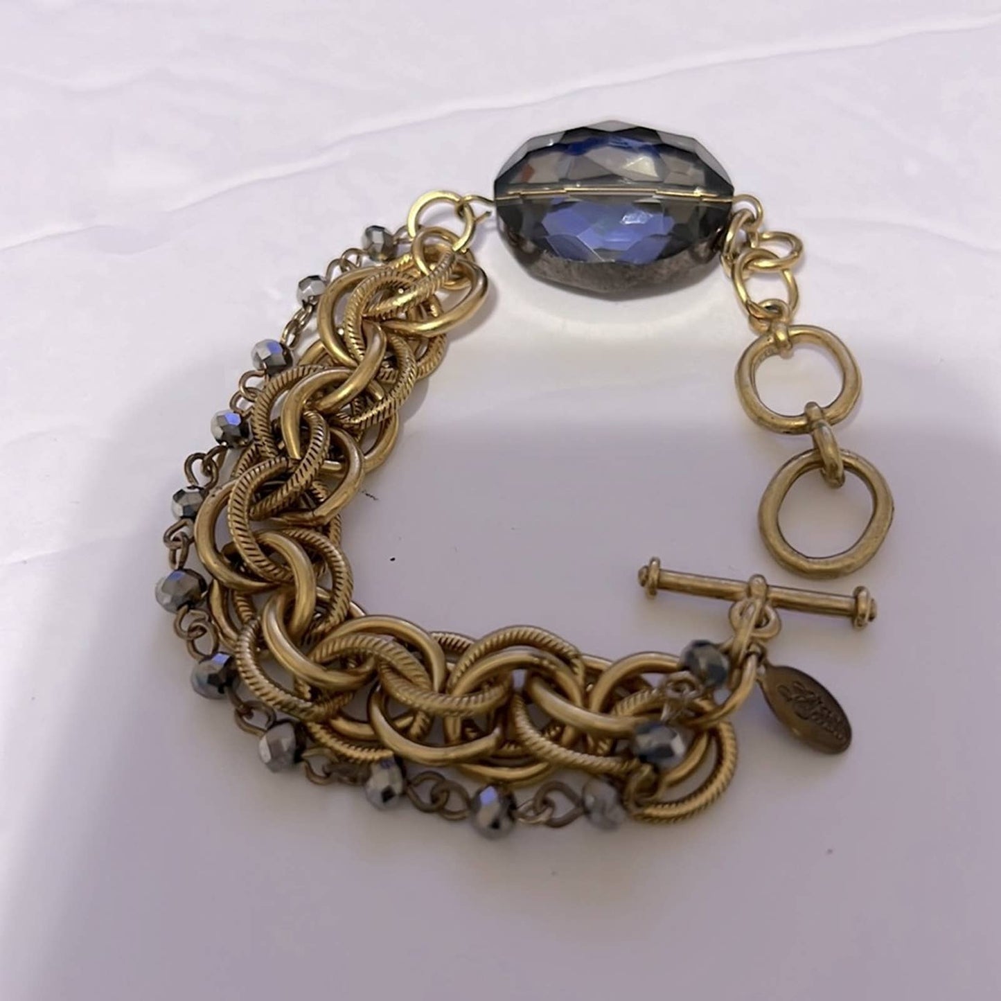 Marie Katherine Brush Gold Tone Chain | Beaded Bracelet