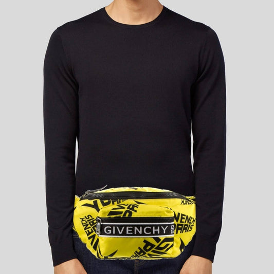 GIVENCHY Yellow & Black Nylon Waist Bag