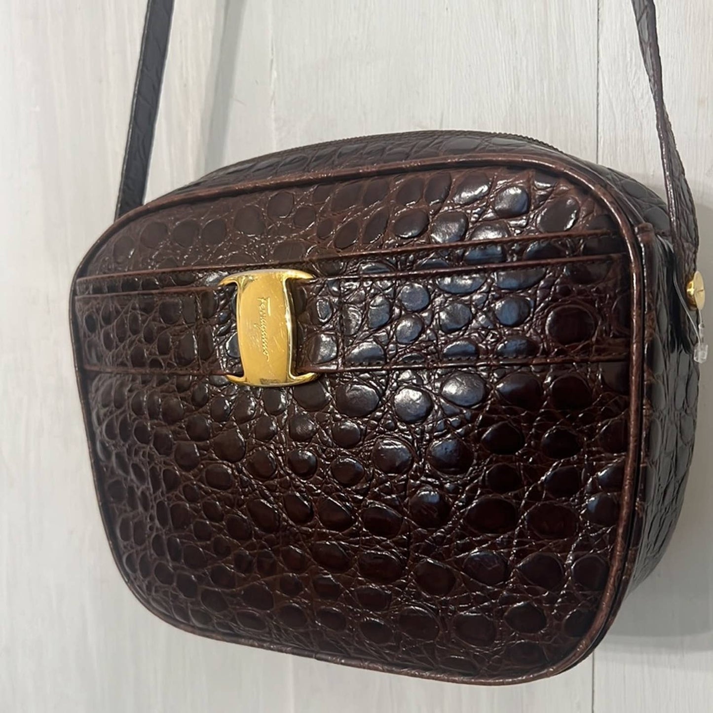 Salvatore Ferragamo Vintage Vara Brown Crossbody Bag