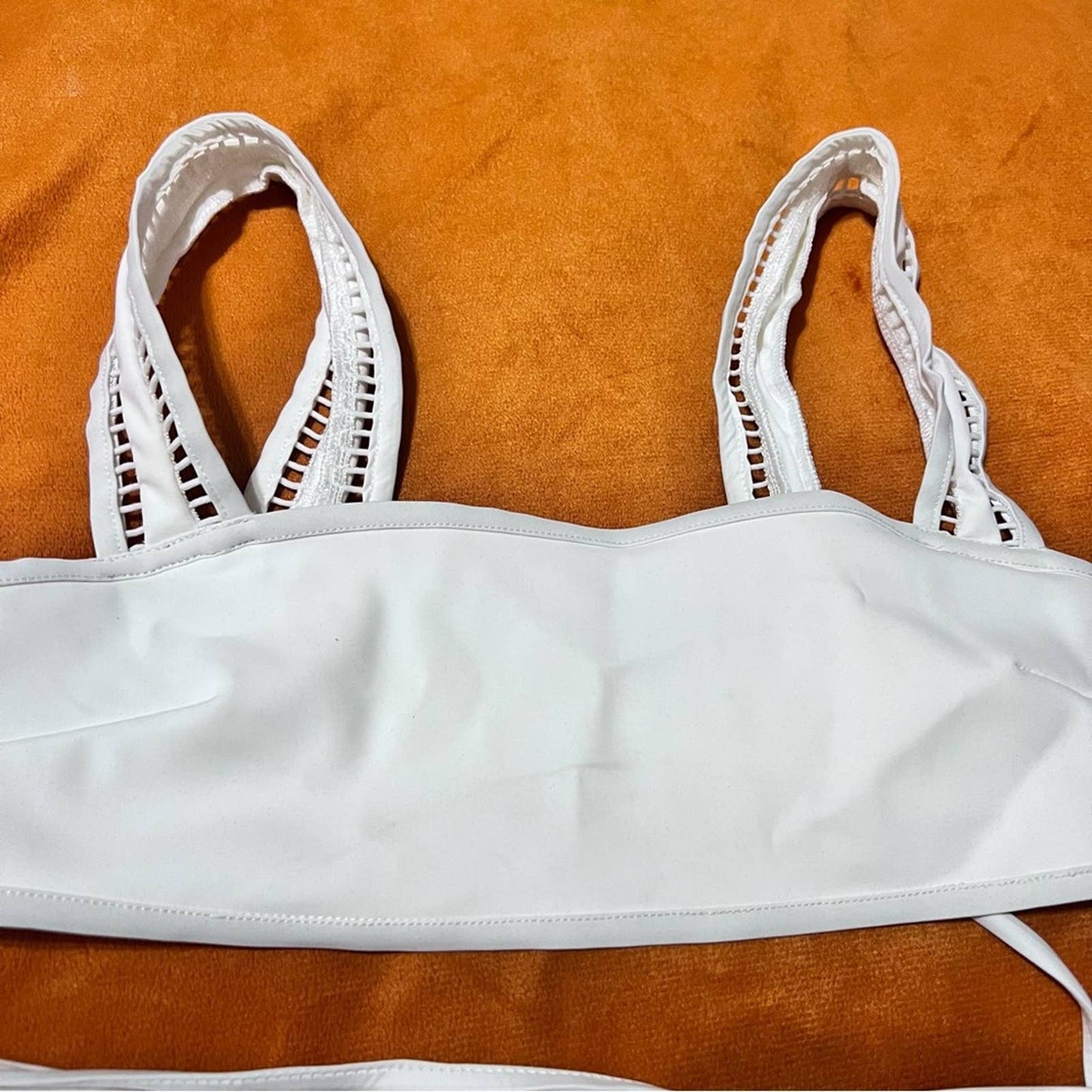 Zimmerman Corsage Linear Bikini White 2pc High Waist Swimsuit 4-6