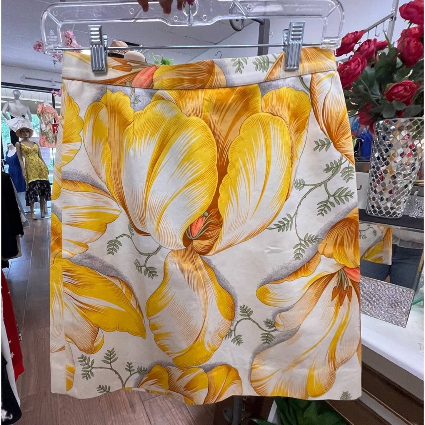 Salvatore Ferragamo Yellow Floral Skirt 42