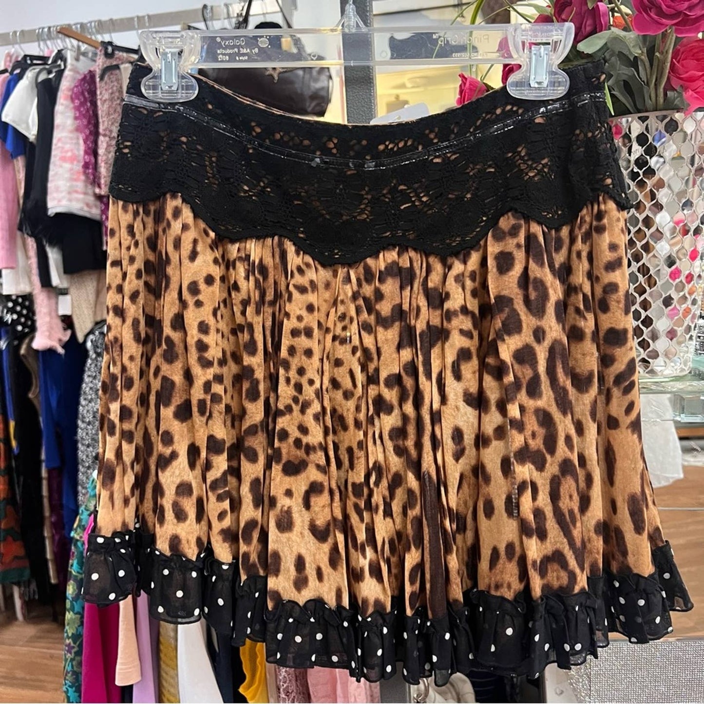D&G Animal Print Cotton Flare Skirt • 38 XS