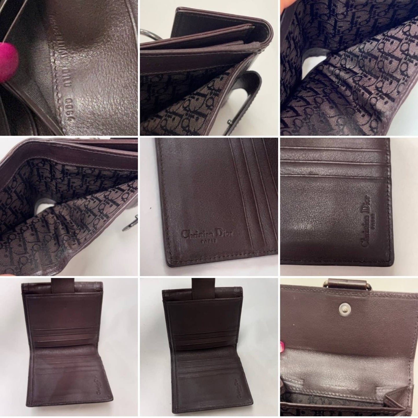 DIOR Brown Leather Hardcore Pierced wallet
