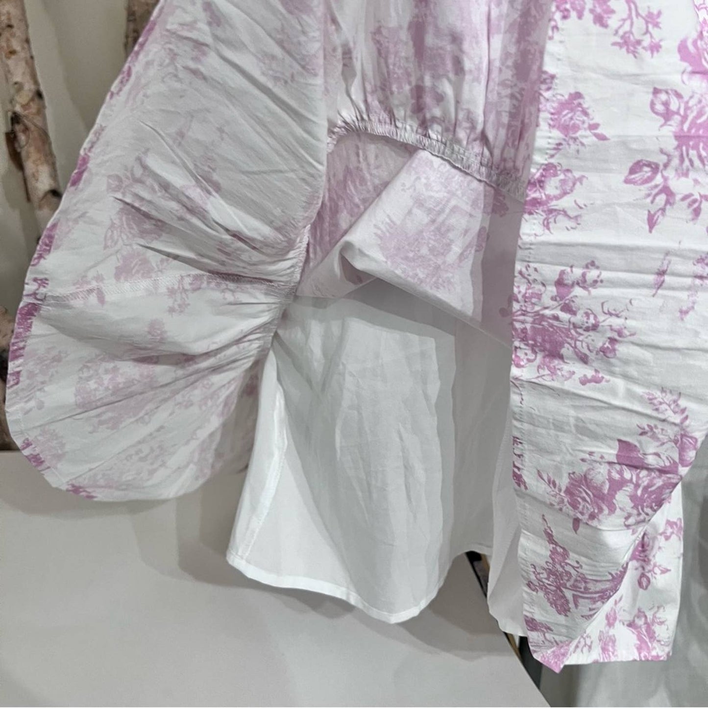 WAYF Pink & White Side Cutout Ruffled Hem Dress SM