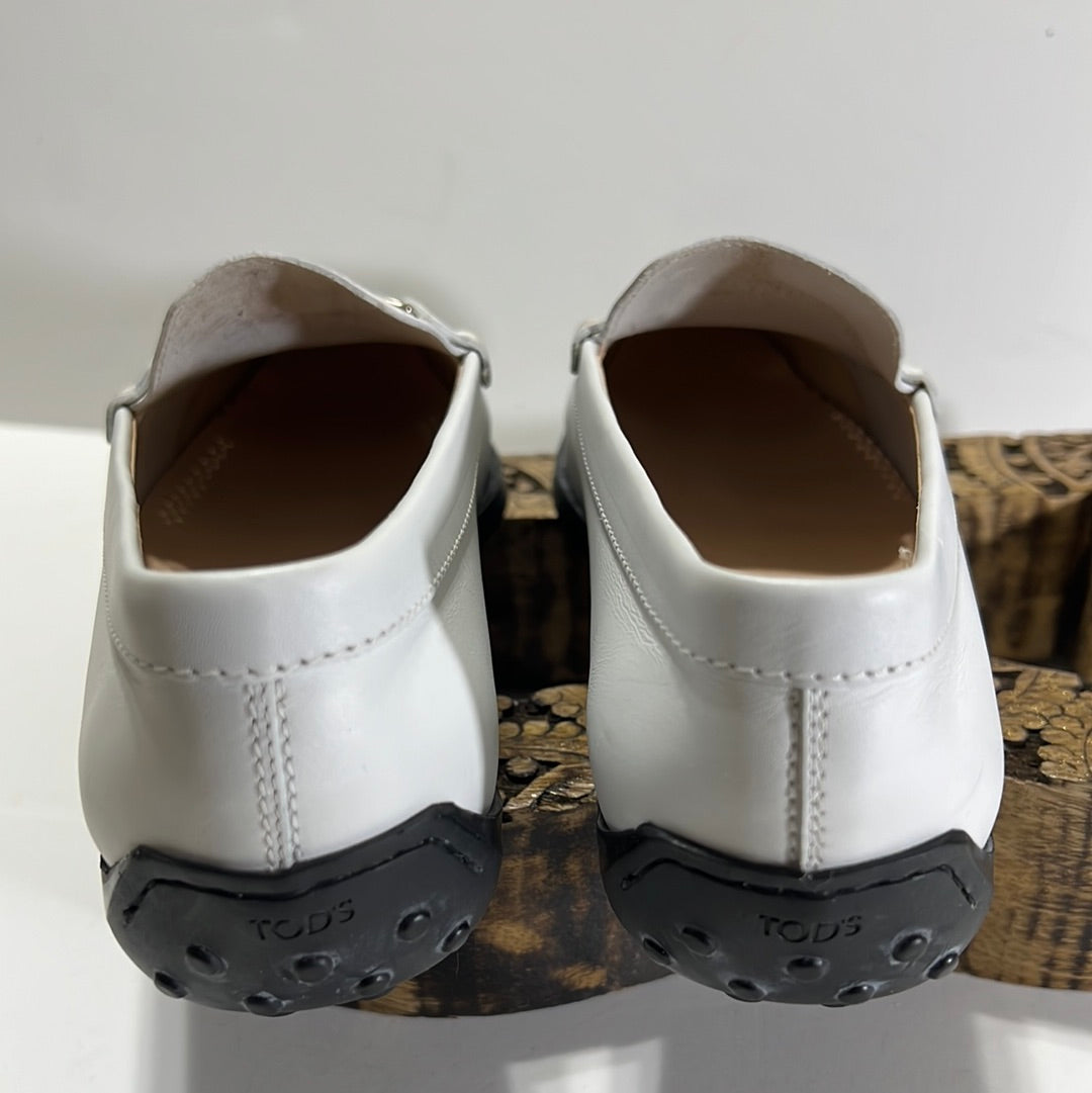 Tods White Leather Drivers Loafers 9 | 40