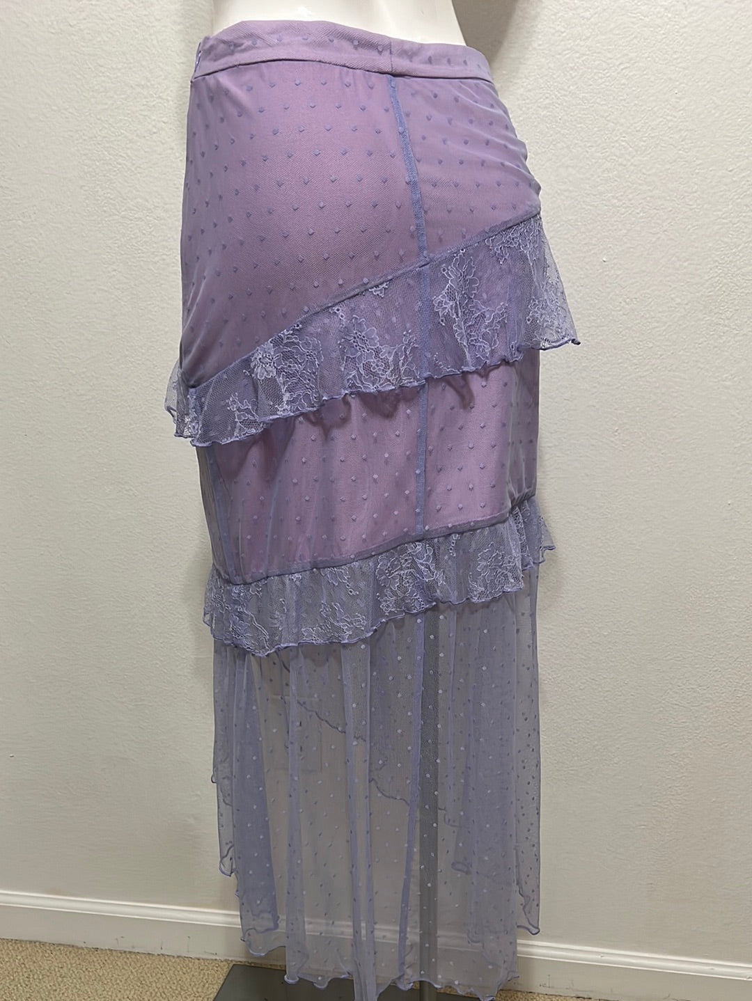 MAJORELLE  Lilac Lace Mesh Hi/low Skirt