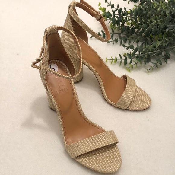 J by J. Crew Wooven Open Toe Ankle Strap Block Heels 6 (New)