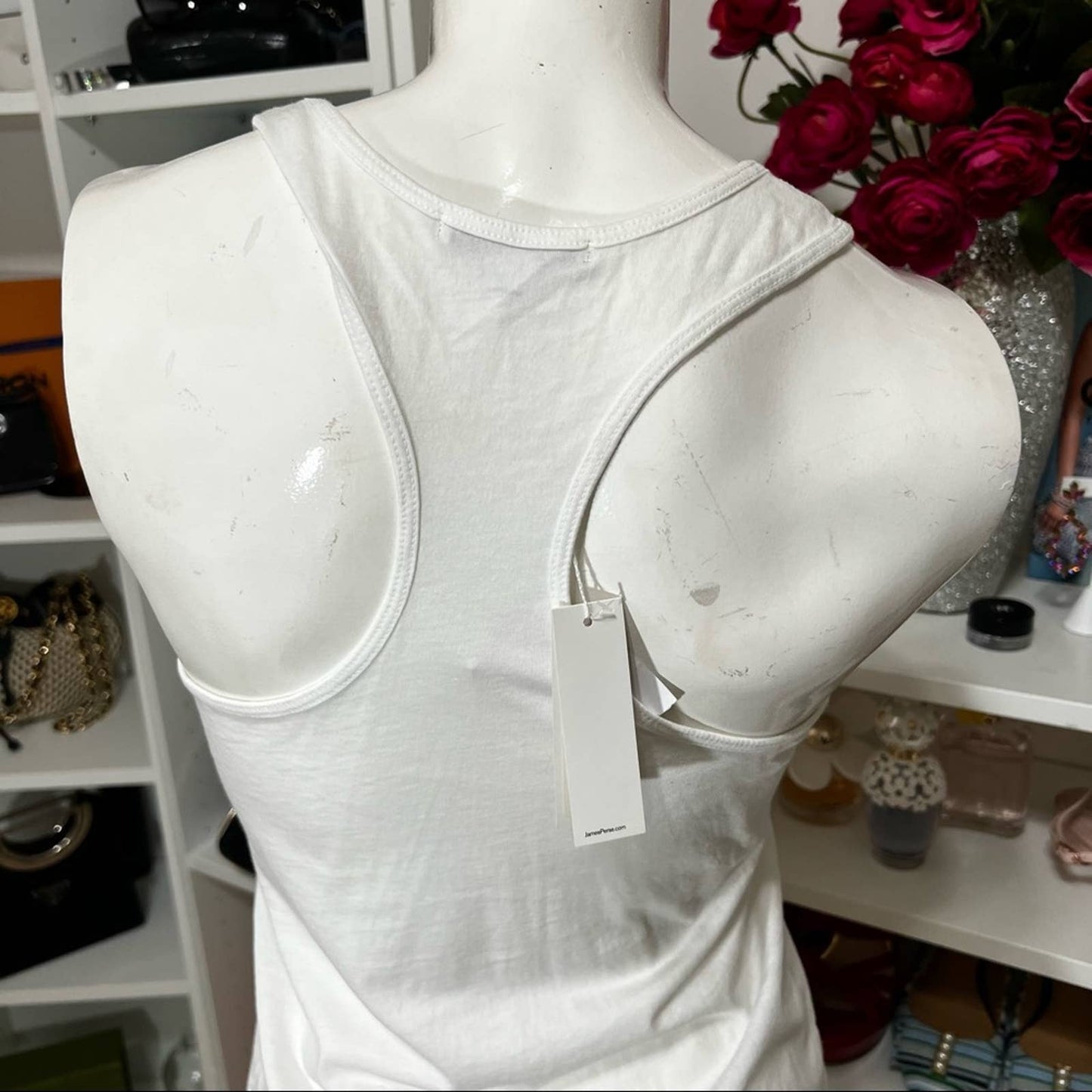 NEW JAMES PERSE White Racerback Top SM