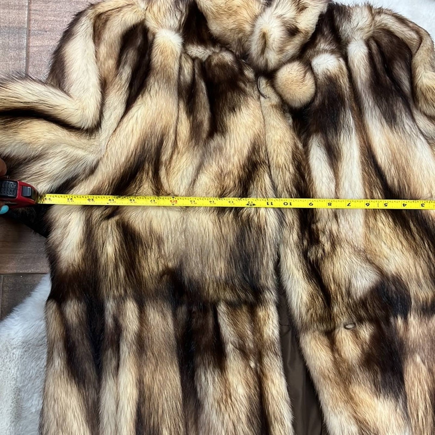 LABELLE FURS Reversible Brown & Cream long Mink Coat XL
