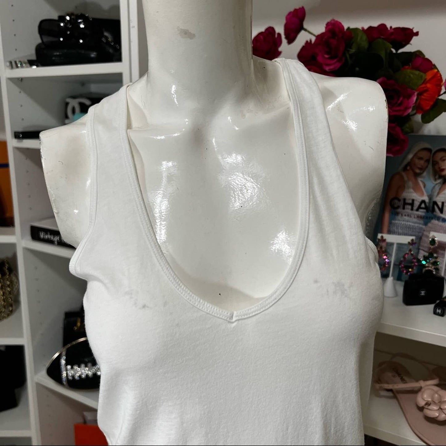 NEW JAMES PERSE White Racerback Top SM