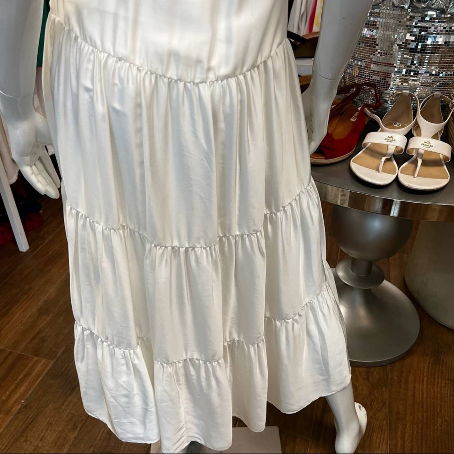 Sandro Paris White Lace Cap Sleeved Midi Dress S